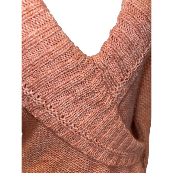 Ann Taylor Loft Alpaca-Wool Blend Salmon Low V-neck Knitted Sweater Large L - Picture 7 of 10